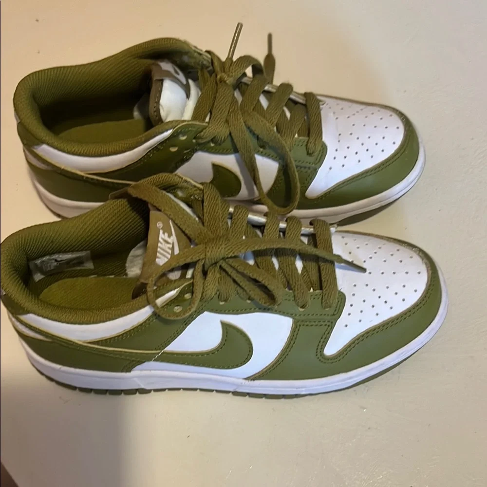 Nike Kids Olive Green and White Sneakers